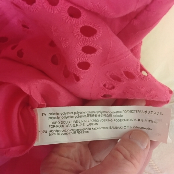 Zara Trafaluc Women's L Pink Eyelet Lined Flowy Side Zipper Mini Skirt - Picture 6 of 6